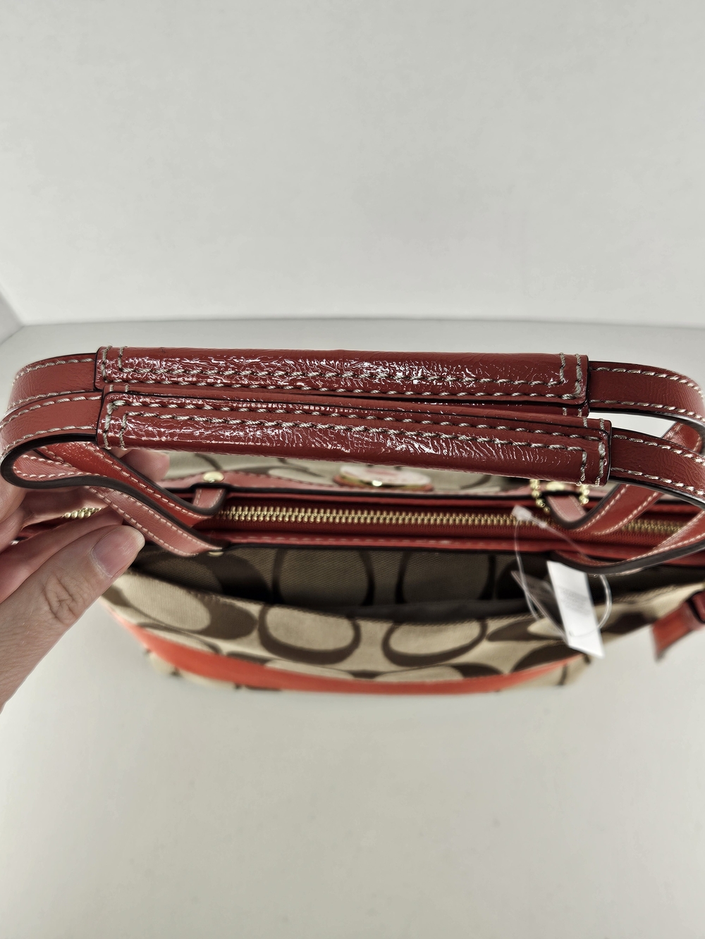 NWT Vintage classic c coach brown and orange purse shoulder tote bag - Picture 8 of 16
